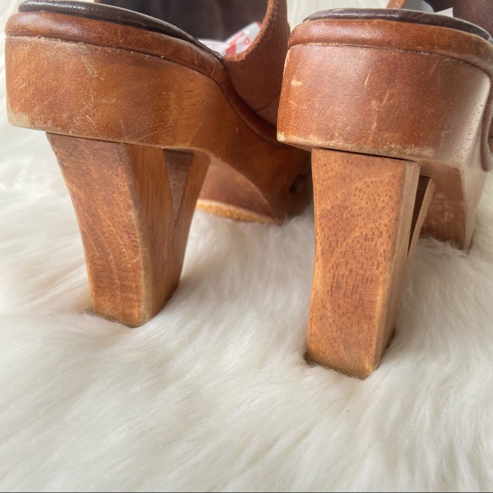 Vintage 1970’s Wood Suede Platform Clogs - Picture 7 of 13